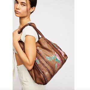 FREE PEOPLE We The Free Colorado River Painted Leather Tote